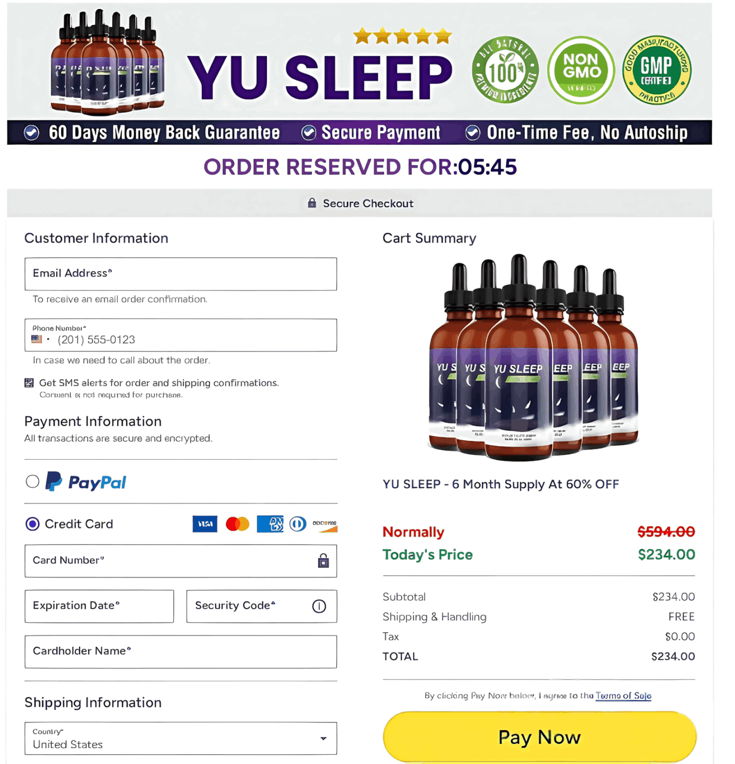 YU Sleep Checkout Page